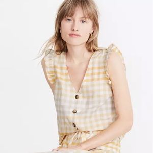 Madewell Ruffle Button-Front Tank in Ombré Gingham